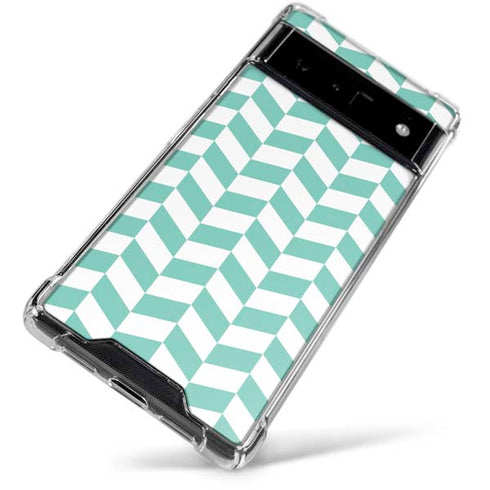 Blue White Chevron Google Pixel 6 Clear Case